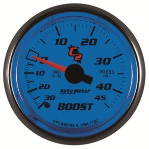 Autometer C2 52mm 30 In Hg-Vac/45 PSI Mechanical Vacuum/Boost Gauge