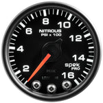 Autometer Spek-Pro Gauge Nitrous Press 2 1/16in 1600psi Stepper Motor W/Peak & Warn Blk/Blk