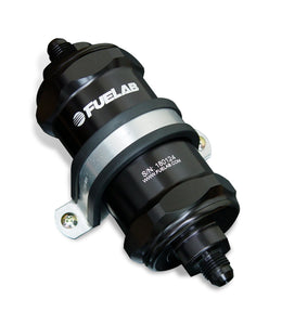 Fuelab 848 In-Line Fuel Filter Standard -6AN In/Out 10 Micron Fabric w/Check Valve - Black