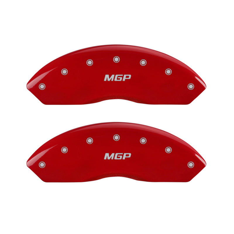 MGP 4 Caliper Covers Engraved Front & Rear MGP Red Finish Silver Char 2017 Toyota Corolla IM