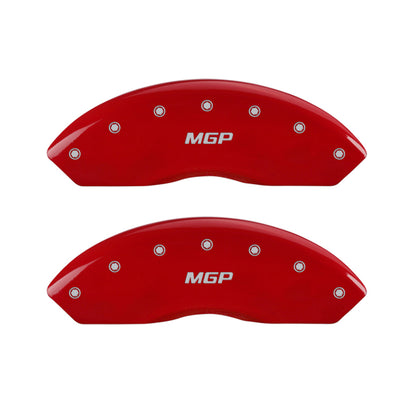 MGP 4 Caliper Covers Engraved Front & Rear MGP Red Finish Silver Char 2017 Toyota Corolla IM