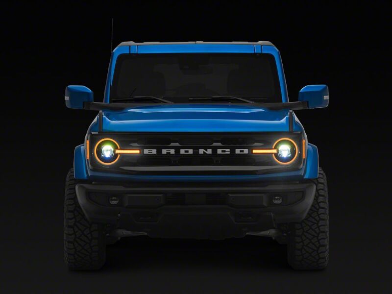 Raxiom 21-26 Ford Bronco LED Halo Headlights with Amber Backlight- Black Housing- Clear Lens