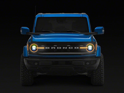 Raxiom 21-26 Ford Bronco LED Halo Headlights with Amber Backlight- Black Housing- Clear Lens