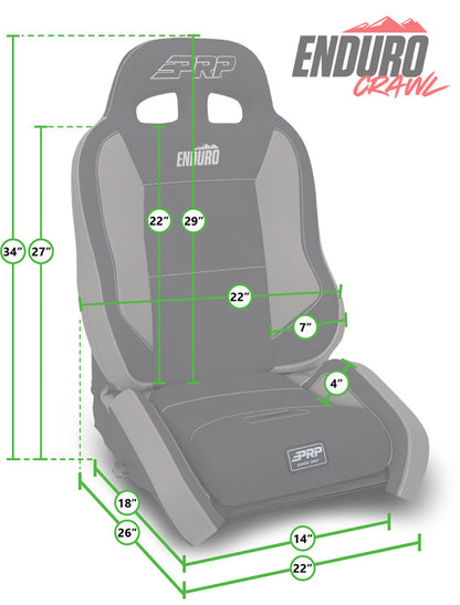 PRP 03-06 Jeep Wrangler TJ Enduro Elite Suspension Seat Crawl Edition - Black (Pair)