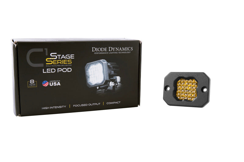 Diode Dynamics Stage Series C1 LED Pod Pro - Yellow Flood Flush ABL Each