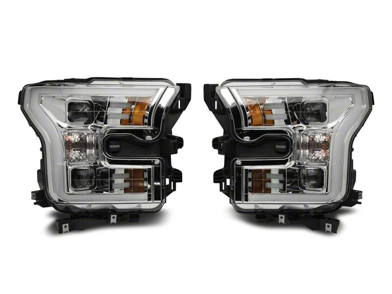 Raxiom 15-17 Ford F-150 Projector Headlights with LED Accent- Chrome Housing- Clear Lens
