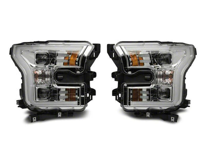 Raxiom 15-17 Ford F-150 Projector Headlights with LED Accent- Chrome Housing- Clear Lens