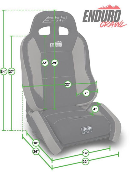 PRP EnduroCrawl Reclining Suspension Seat - Black/Orange Vinyl - Passenger