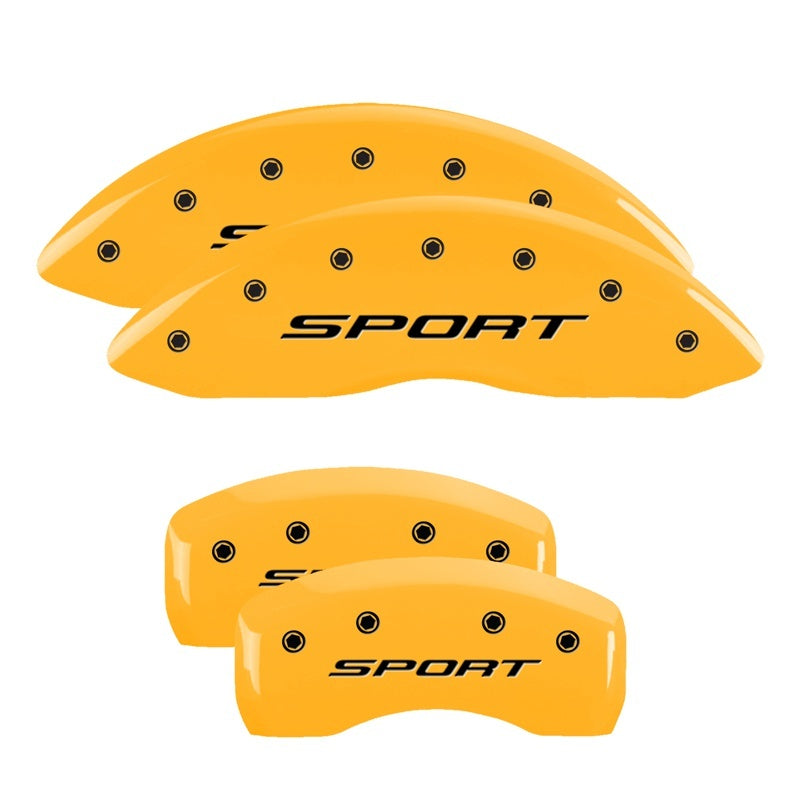 MGP 4 Caliper Covers Engraved front & Rear 2015/Sport Yellow finish black ch