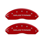 MGP 4 Caliper Covers Engraved Front Mustang Engraved Rear Pony Red finish silver ch