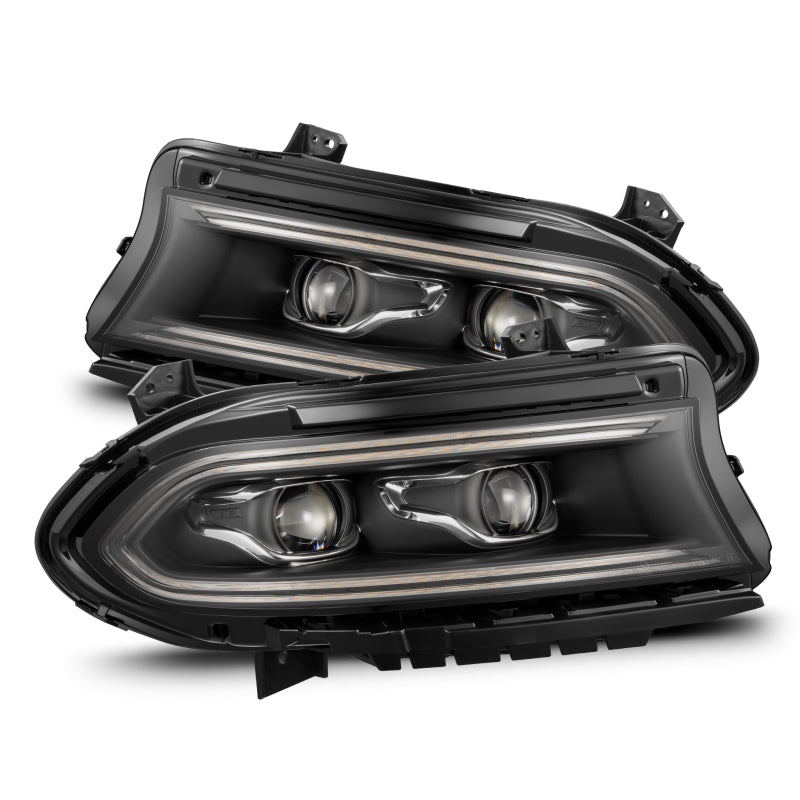 AlphaRex 15-23 Dodge Charger LUXX-Series LED Proj Headlights Black w/Activtn Lgt & Seq.Sig / SB DRL