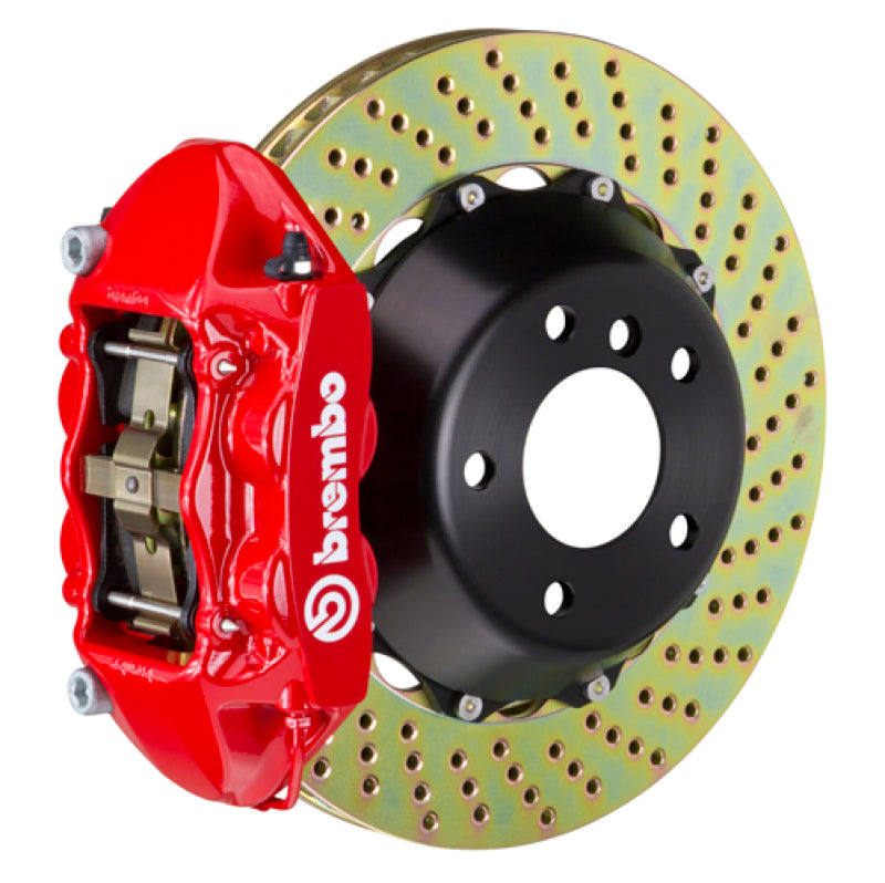 Brembo 13-17 Model S RWD (w/ Dual Rr Calipers) Rr GT BBK 4Pis Cast 365x29 2pc Rotor Drilled-Red