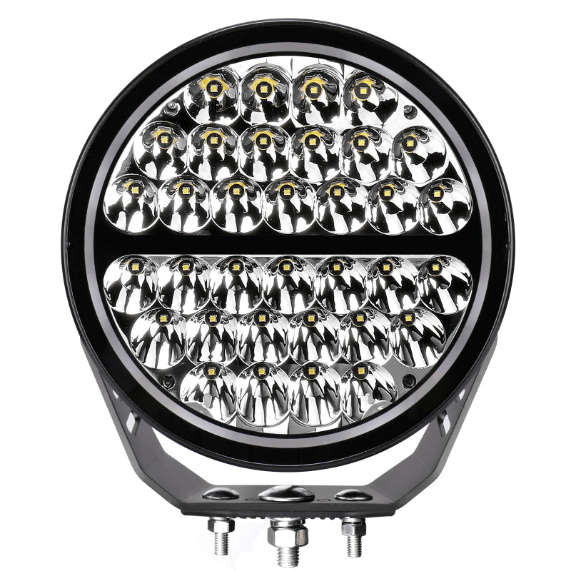 Go Rhino Xplor Blackout Series Round Single LED Spot Light Kit w/DRL (Surface Mount) 9in. - Blk