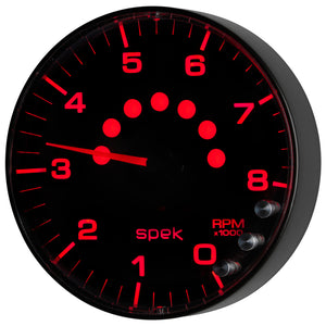 Autometer Spek-Pro Gauge Tachometer 5in 8K Rpm W/Shift Light & Peak Mem Black/Black