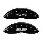 MGP Front set 2 Caliper Covers Engraved Front Silverado style/SS Black finish silver ch