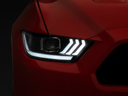 Raxiom 15-17 Ford Mustang GT350 GT500 LED Projector Headlights- Black Housing (Clear Lens)