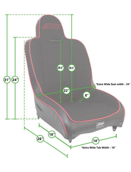 PRP Premier High Back Suspension Seat - Black Vinyl w/Silver PRP Logo