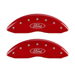 MGP 4 Caliper Covers Engraved Front & Rear Oval logo/Ford Red finish silver ch