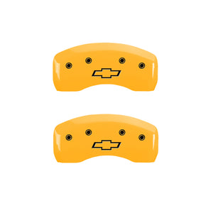 MGP 4 Caliper Covers Engraved Front & Rear Bowtie Yellow Finish Black Char 2008 Chevrolet Impala
