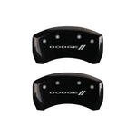 MGP 4 Caliper Covers Engraved Front & Rear With stripes/Dodge Black finish silver ch