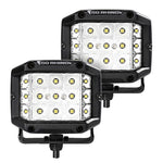 Go Rhino Xplor Bright Series Sideline Cube LED Spot Light Kit (Surface Mount) 4x3 - Blk (Pair)