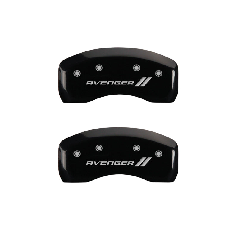 MGP 4 Caliper Covers Engraved Front & Rear With stripes/Avenger Black finish silver ch
