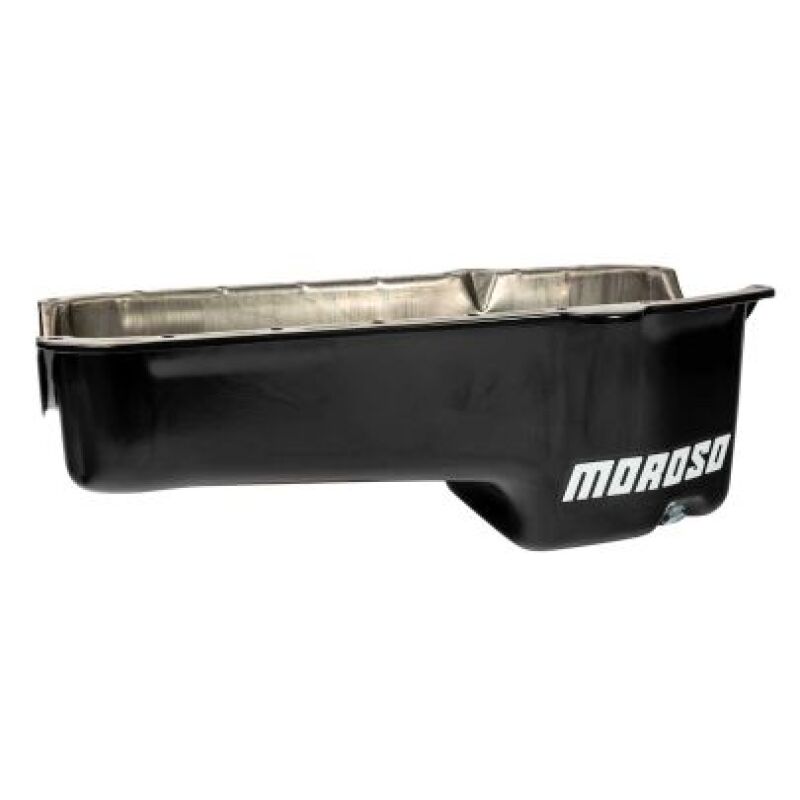 Moroso 80-85 Chevrolet Small Block (w/Pssngr Side Dipstick) Wet Sump 5qt 7.5in Steel Oil Pan - Black