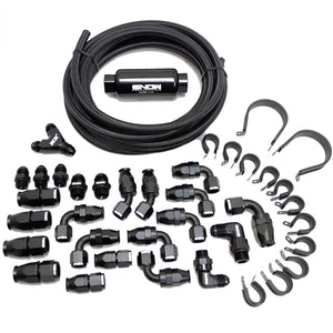 Snow Performance 10AN Braided Stainless Fuel Line Kit - Black Line