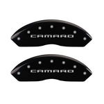 MGP 4 Caliper Covers Engraved Front Gen 5/Camaro Engraved Rear Gen 5/RS Black finish silver ch