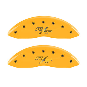 MGP 4 Caliper Covers Engraved Front & Rear Vintage Style/RT Yellow finish black ch