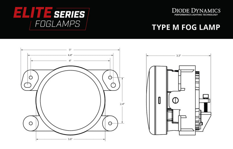 Diode Dynamics Elite Series Type M Fog Lamps - Yellow (Pair)