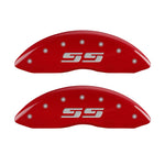 MGP 4 Caliper Covers Engraved Front & Rear Silverado style/SS Red finish silver ch