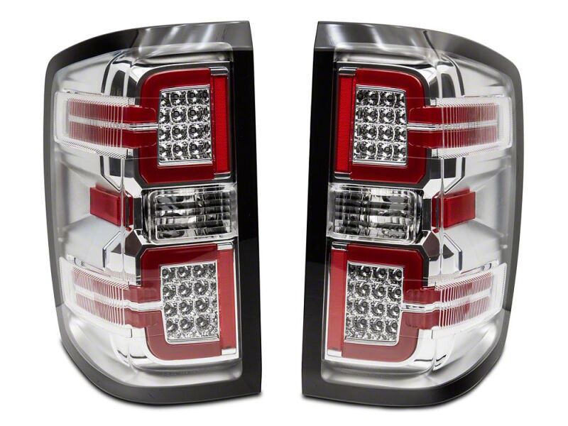 Raxiom 14-18 Chevrolet Silverado 1500 LED Tail Lights/Seq Turn Signals- Chrome- Clear Lens