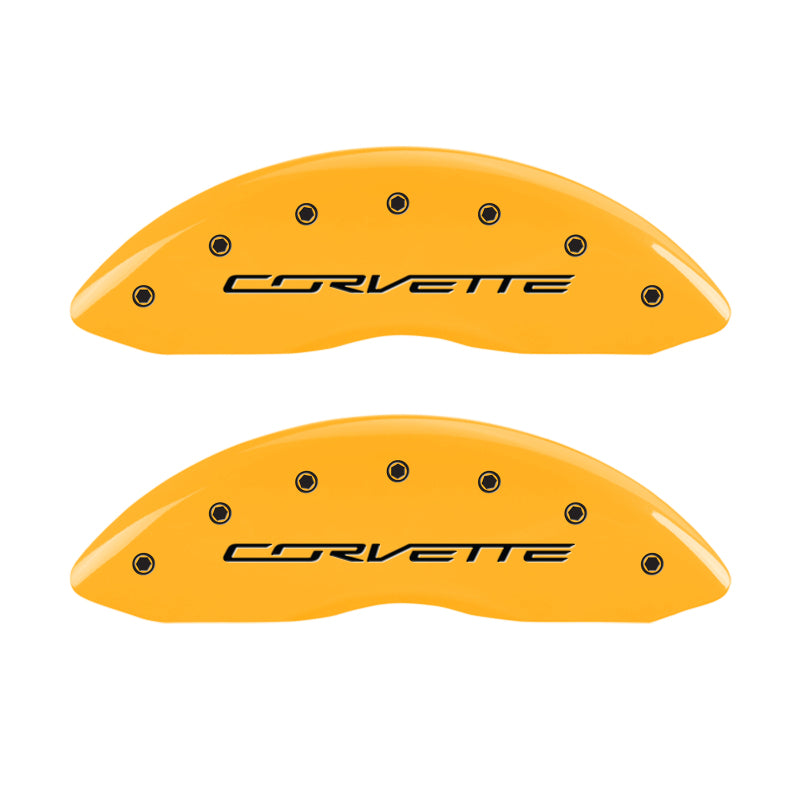 MGP 4 Caliper Covers Engraved Front & Rear C7/Corvette Yellow finish black ch