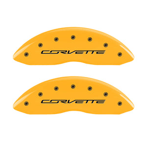 MGP 4 Caliper Covers Engraved Front & Rear C7/Corvette Yellow finish black ch