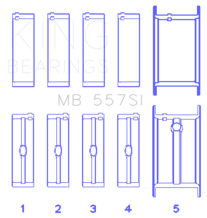 King Engine Bearings Small Block Chevy (Size STD) Silicon Aluminum Bi-Metal Main Bearing Set