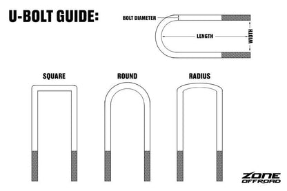 Zone Offroad 9/16in Dia x 3-1/4in W x 14in L U-Bolt (Round)