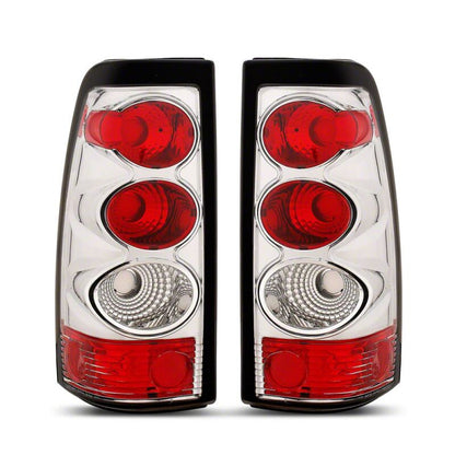 Raxiom 03-06 Chevrolet Silverado 1500 Fleetside Axial Series Tail Lights- Chrome- Red/Clear Lens