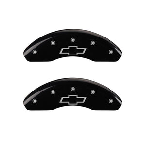 MGP 4 Caliper Covers Engraved Front & Rear Bowtie Black finish silver ch