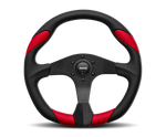 Momo Quark Steering Wheel 350 mm - Black Poly/Black Spokes/Red Inserts