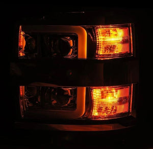 AlphaRex 15-19 Chevy Silverado 2500/3500 LUXX-Series Proj. Headlights Chrome w/Actv SeqSig & DRL