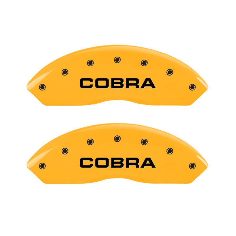 MGP 4 Caliper Covers Engraved Front Cobra Rear Snake Yellow Finish Black Char 2003 Ford Mustang
