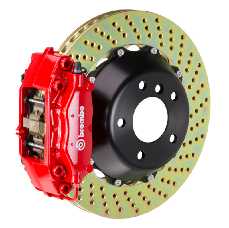 Brembo 12-14 328i MSport Brakes Excl xDrive Rr GT BBK 4Pis Cast 345x28 2pc Rotor Drilled-Red