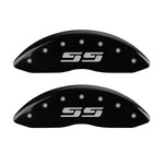 MGP Front set 2 Caliper Covers Engraved Front Silverado style/SS Black finish silver ch