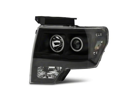 Raxiom 09-14 Ford F-150 Super White LED Halo Projector Headlights- Black Housing (Clear Lens)