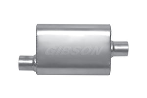 Gibson MWA Superflow Offset/Center Oval Muffler - 4x9x14in/2.25in Inlet/2.25in Outlet - Stainless