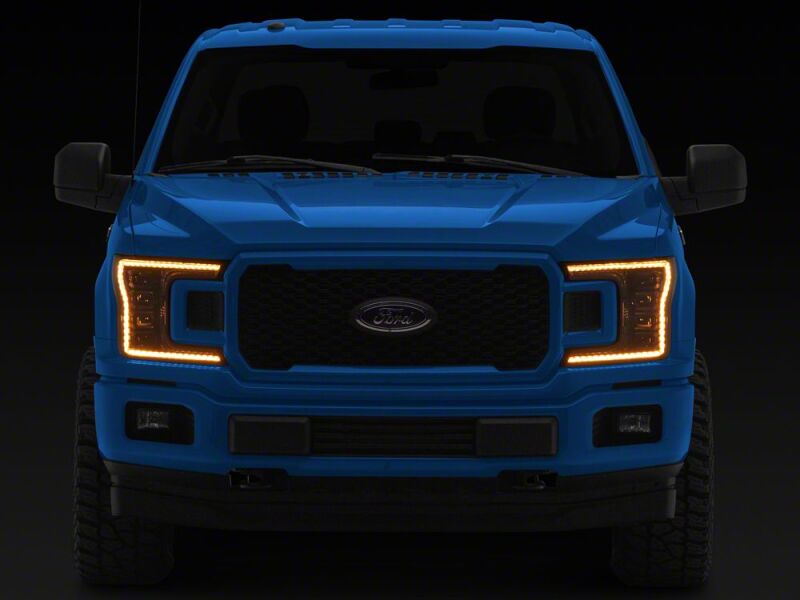Raxiom 18-20 Ford F-150 CXR Series LED Headlights with Amber DRL- Black Housing- Clear Lens