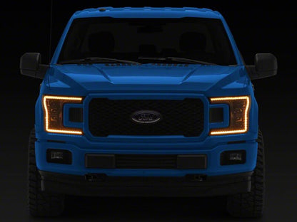 Raxiom 18-20 Ford F-150 CXR Series LED Headlights with Amber DRL- Black Housing- Clear Lens