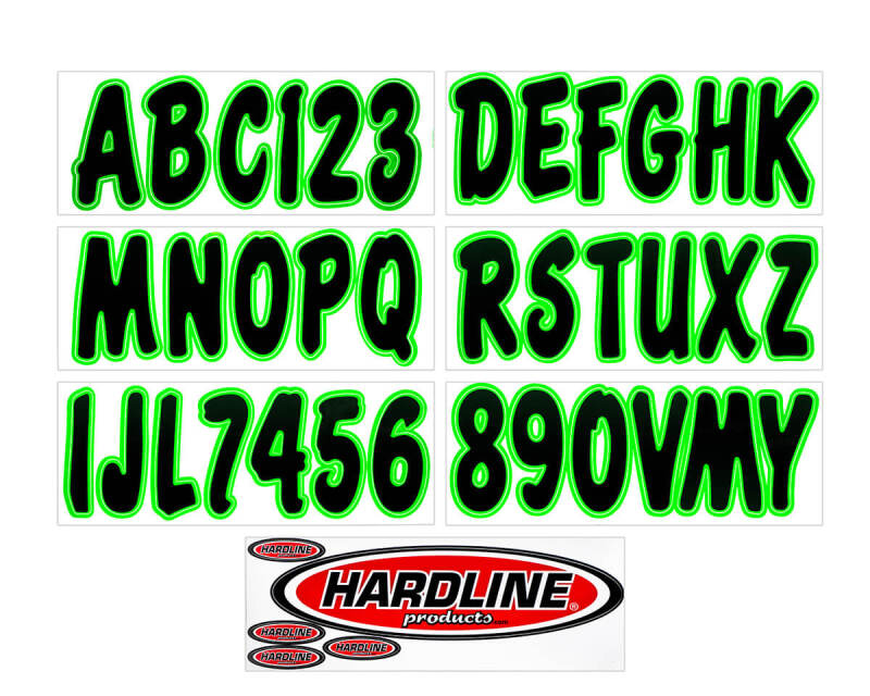 Hardline Boat Lettering Registration Kit 3 in. - 200 Black/Kiwi Green