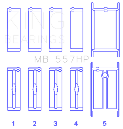 King Engine Bearings GM 262/267/302/307/327/350 (Size 010) Performance Main Bearing Set